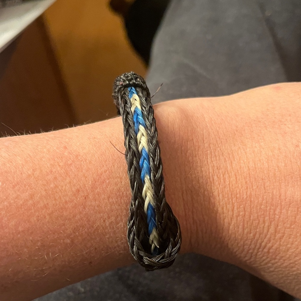 Braided Black and Blue horse hair Bracelet